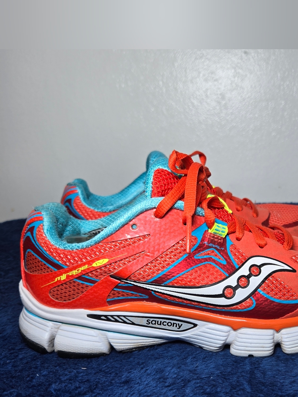Saucony Mirage IV Womens Running Sneaker Shoe Orange Blue Size 7